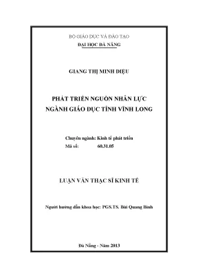 Luận văn thạc sĩ phát triển nguồn nhân lực ngành giáo dục tỉnh vĩnh long