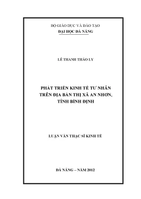 Luận văn thạc sĩ phát triển kinh tế tư nhân trên địa bàn thị xã an nhơn tỉnh bình định