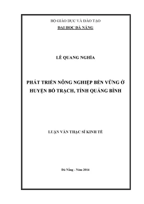 Luận văn thạc sĩ phát triển nông nghiệp bền vững ở huyện bố trạch tỉnh quảng bình