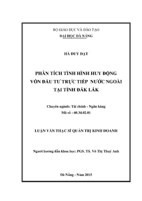 Luận văn thạc sĩ phân tích tình hình huy động vốn đầu tư trực tiếp nước ngoài tại tỉnh đăk lăk