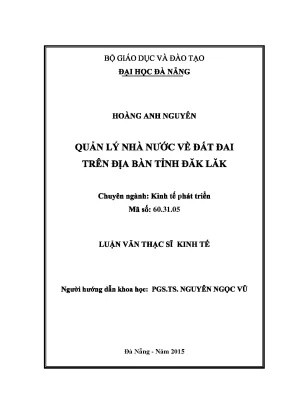 Luận văn thạc sĩ quản lý nhà nước về đất đai trên địa bàn tỉnh đăk lăk