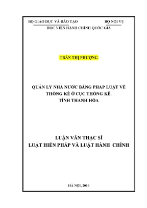 Luận văn thạc sĩ quản lý nhà nước bằng pháp luật về thống kê ở cục thống kê tỉnh thanh hóa