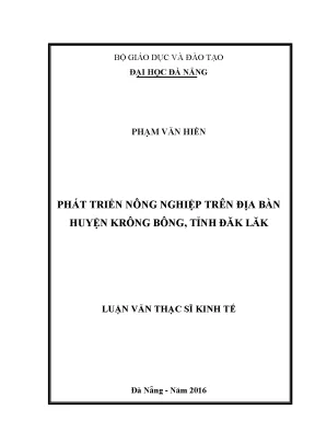 Luận văn thạc sĩ phát triển nông nghiệp trên địa bàn huyện krông bông tỉnh đăk lăk