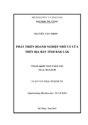 Luận văn thạc sĩ phát triển doanh nghiệp nhỏ và vừa trên địa bàn tỉnh đăk lăk