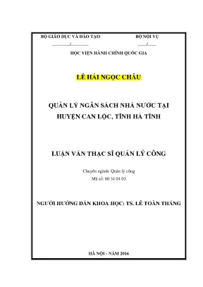Luận văn thạc sĩ quản lý ngân sách nhà nước tại huyện can lộc tỉnh hà tĩnh