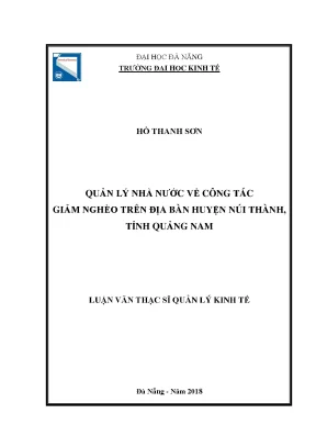 Luận văn thạc sĩ quản lý nhà nước về công tác giảm nghèo trên địa bàn huyện núi thành tỉnh quảng nam