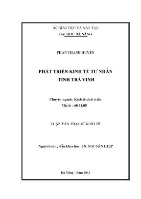 Luận văn thạc sĩ phát triển kinh tế tư nhân tỉnh trà vinh