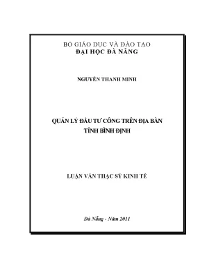 Luận văn thạc sĩ quản lý đầu tư công trên địa bàn tỉnh bình định