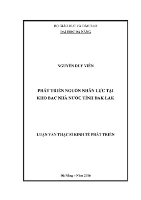 Luận văn thạc sĩ phát triển nguồn nhân lực tại kho bạc nhà nước tỉnh đắk lắk