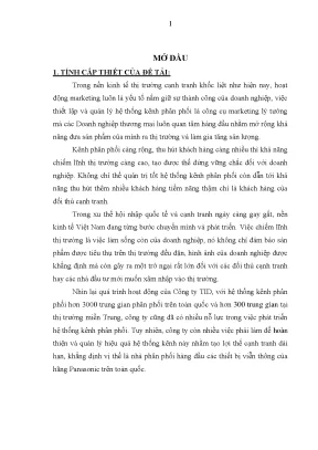 Luận văn thạc sĩ quản trị hệ thống mạng phân phối sản phẩm viễn thông pansonic tại thị trường miền trung của công ty đầu tư và phát triển thương mại