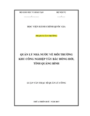 Luận văn thạc sĩ quản lý nhà nước về môi trường khu công nghiệp tây bắc đồng hới tỉnh quảng bình