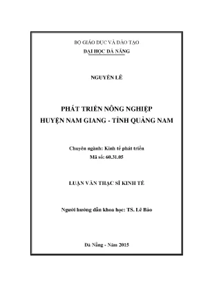 Luận văn thạc sĩ phát triển nông nghiệp huyện nam giang tỉnh quảng nam