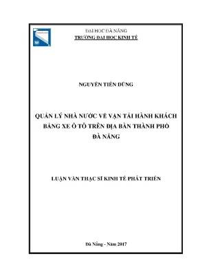 Luận văn thạc sĩ quản lý nhà nước về vận tải hành khách bằng xe ô tô trên địa bàn thành phố đà nẵng