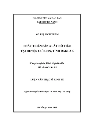 Luận văn thạc sĩ phát triển sản xuất hồ tiêu tại huyện cư kuin tỉnh đắk lắk