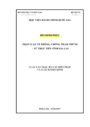 Luận văn thạc sĩ pháp luật về phòng chống tham nhũng từ thực tiễn tỉnh gia lai