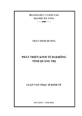 Luận văn thạc sĩ phát triển kinh tế huyện đakrông tỉnh quảng trị