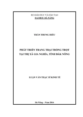 Luận văn thạc sĩ phát triển trang trại trồng trọt tại thị xã gia nghĩa tỉnh đắk nông