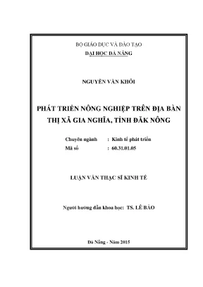 Luận văn thạc sĩ phát triển nông nghiệp trên địa bàn thị xã gia nghĩa tỉnh đăk nông
