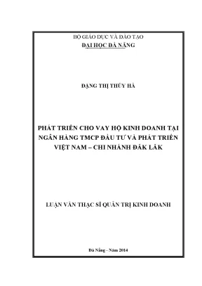 Luận văn thạc sĩ phát triển cho vay hộ kinh doanh tại ngân hàng tmcp đầu tư và phát triển việt nam chi nhánh đăk lăk