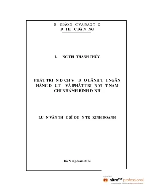 Luận văn thạc sĩ phát triển dịch vụ bảo lãnh tại ngân hàng đầu tư và phát triển việt nam chi nhánh bình định