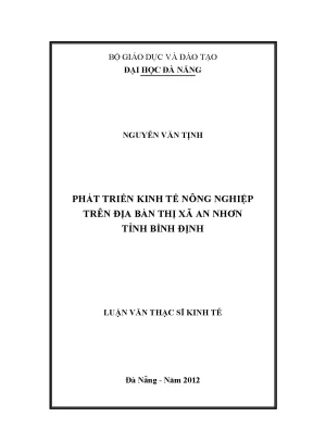 Luận văn thạc sĩ phát triển kinh tế nông nghiệp trên địa bàn thị xã an nhơn tỉnh bình định