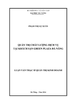 Luận văn thạc sĩ quản trị chất lượng dịch vụ tại khách sạn green plaza đà nẵng