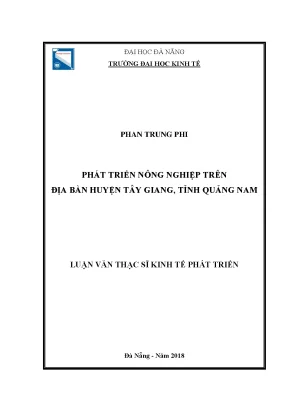Luận văn thạc sĩ phát triển nông nghiệp trên địa bàn huyện tây giang tỉnh quảng nam