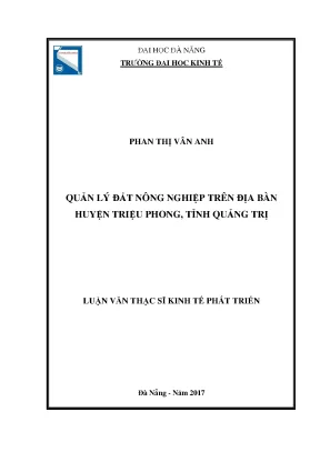 Luận văn thạc sĩ quản lý đất nông nghiệp trên địa bàn huyện triệu phong tỉnh quảng trị