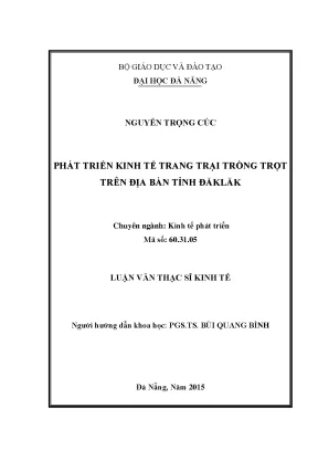 Luận văn thạc sĩ phát triển kinh tế trang trại trồng trọt trên địa bàn tỉnh đăk lắk