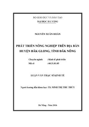 Luận văn thạc sĩ phát triển nông nghiệp trên địa bàn huyện đắk glong tỉnh đăk nông