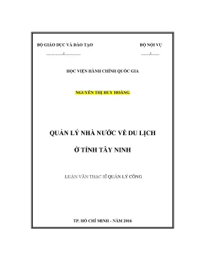 Luận văn thạc sĩ quản lý nhà nước về du lịch ở tỉnh tây ninh
