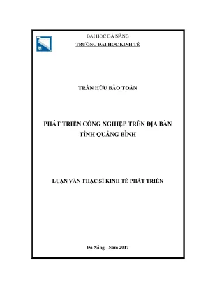 Luận văn thạc sĩ phát triển công nghiệp trên địa bàn tỉnh quảng bình
