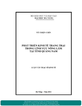 Luận văn thạc sĩ phát triển kinh tế trang trại trong lĩnh vực nông lâm tại tỉnh quảng nam