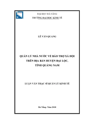 Luận văn thạc sĩ quản lý nhà nước về bảo trợ xã hội trên địa bàn huyện đại lộc tỉnh quảng nam