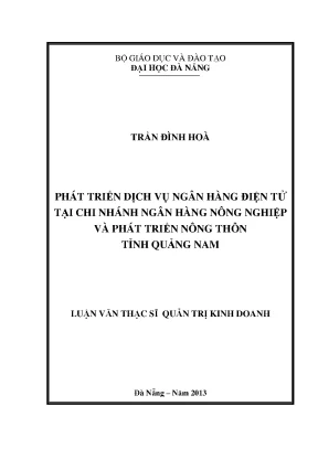 Luận văn thạc sĩ phát triển dịch vụ ngân hàng điện tử tại chi nhánh ngân hàng nông nghiệp và phát triển nông thôn tỉnh quảng nam