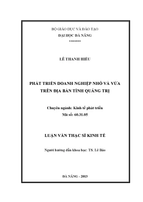 Luận văn thạc sĩ phát triển doanh nghiệp nhỏ và vừa trên địa bàn tỉnh quảng trị