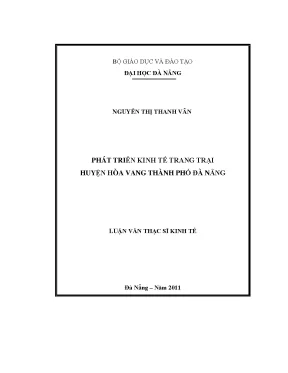 Luận văn thạc sĩ phát triển kinh tế trang trại huyện hoà vang thành phố đà nẵng