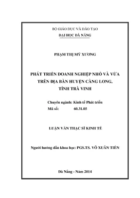 Luận văn thạc sĩ phát triển doanh nghiệp nhỏ và vừa trên địa bàn huyện càng long tỉnh trà vinh