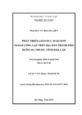 Luận văn thạc sĩ phát triển giáo dục mầm non ngoài công lập trên địa bàn thành phố buôn ma thuột tỉnh đăk lăk