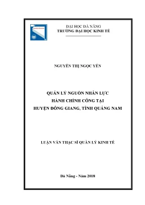 Luận văn thạc sĩ quản lý nguồn nhân lực hành chính công tại huyện đông giang tỉnh quảng nam