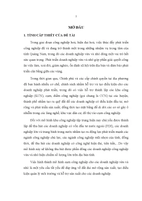 Luận văn thạc sĩ phát triển cụm công nghiệp tây an trên địa bàn huyện duy xuyên