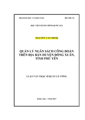 Luận văn thạc sĩ quản lý ngân sách công đoàn trên địa bàn huyện đồng xuân tỉnh phú yên