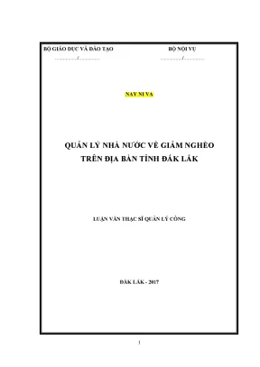 Luận văn thạc sĩ quản lý nhà nước về giảm nghè trên địa bàn tỉnh đăk lăk