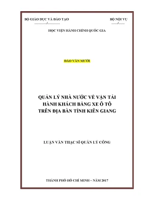 Luận văn thạc sĩ quản lý nhà nước về vận tải hành khách bằng ô tô trên địa bàn tỉnh kiên giang