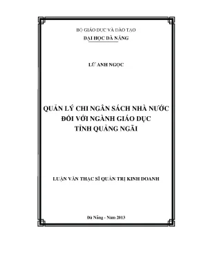 Luận văn thạc sĩ quản lý chi ngân sách nhà nước đối với ngành giáo dục tỉnh quảng ngãi