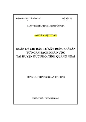 Luận văn thạc sĩ quản lý chi đầu tư xây dựng cơ bản từ ngân sách nhà nước tại huyện đức phổ tỉnh quảng ngãi