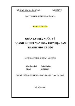 Luận văn thạc sĩ quản lý nhà nước về doanh nghiệp văn hóa trên địa bàn thành phố hà nội