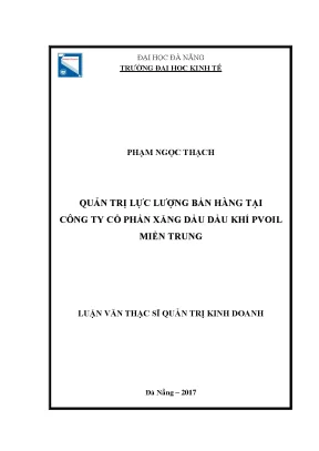 Luận văn thạc sĩ quản trị lực lượng bán hàng tại công ty cổ phần xăng dầu dầu khí pvoll miền trung