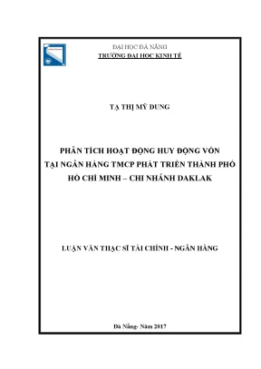 Luận văn thạc sĩ phân tích hoạt động huy động vốn tại ngân hàng tmcp phát triển thành phố hồ chí minh chi nhánh đăk lắk