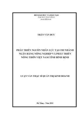 Luận văn thạc sĩ phát triển nguồn nhân lực tại chi nhánh ngân hàng nnptnt và phát triển nông thôn việt nam tỉnh bình định